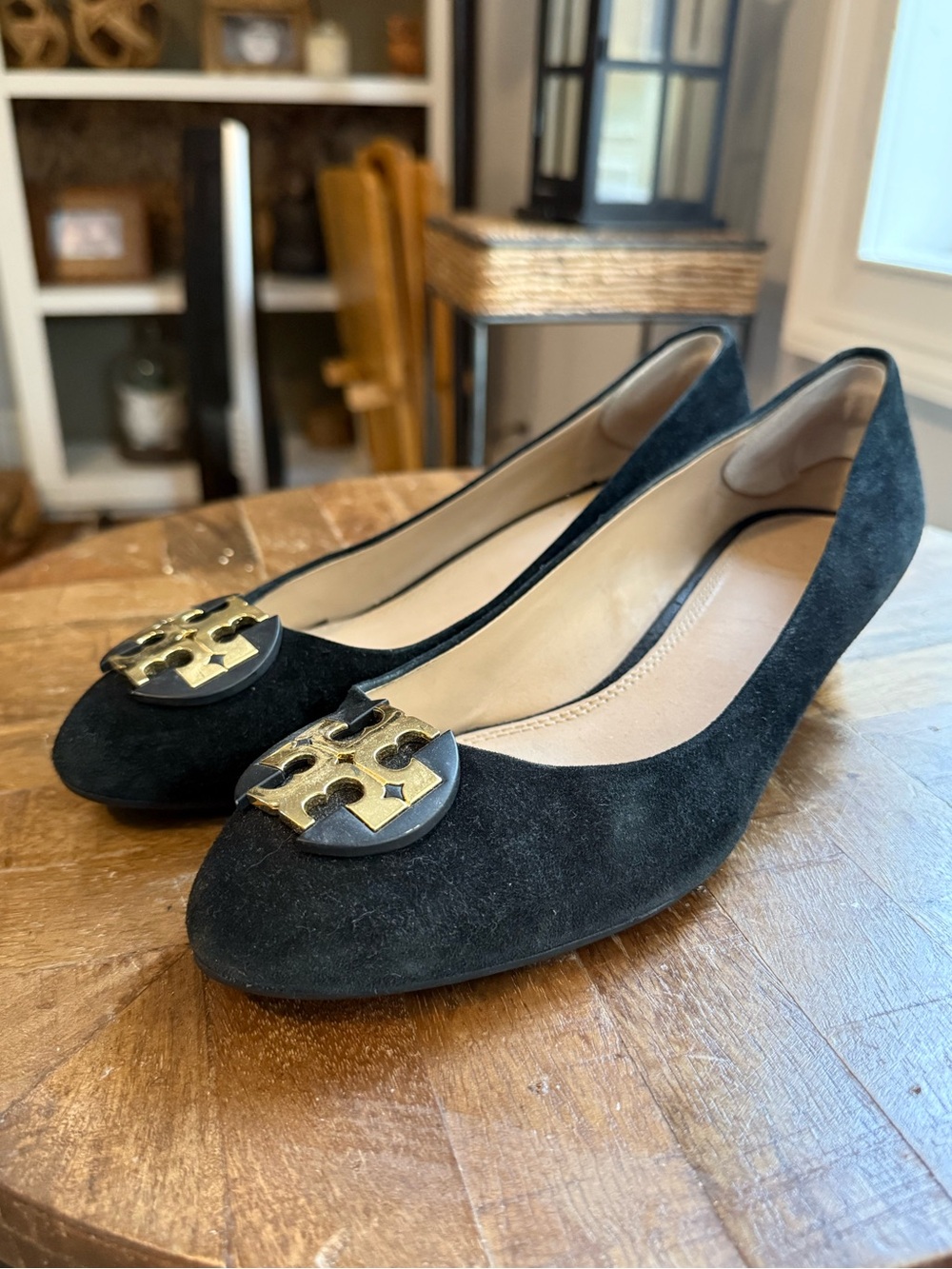 Tory Burch Luna Suede Wedge Pumps 9